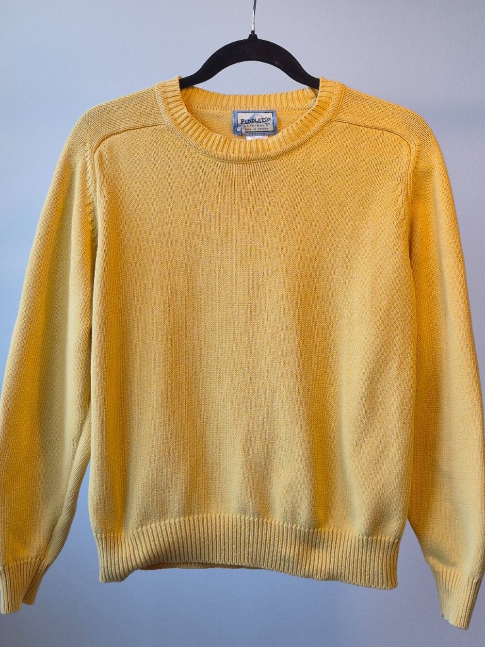 Pendleton Originals Sweater Women PM Yellow 100% Cotton Crewneck Pullover